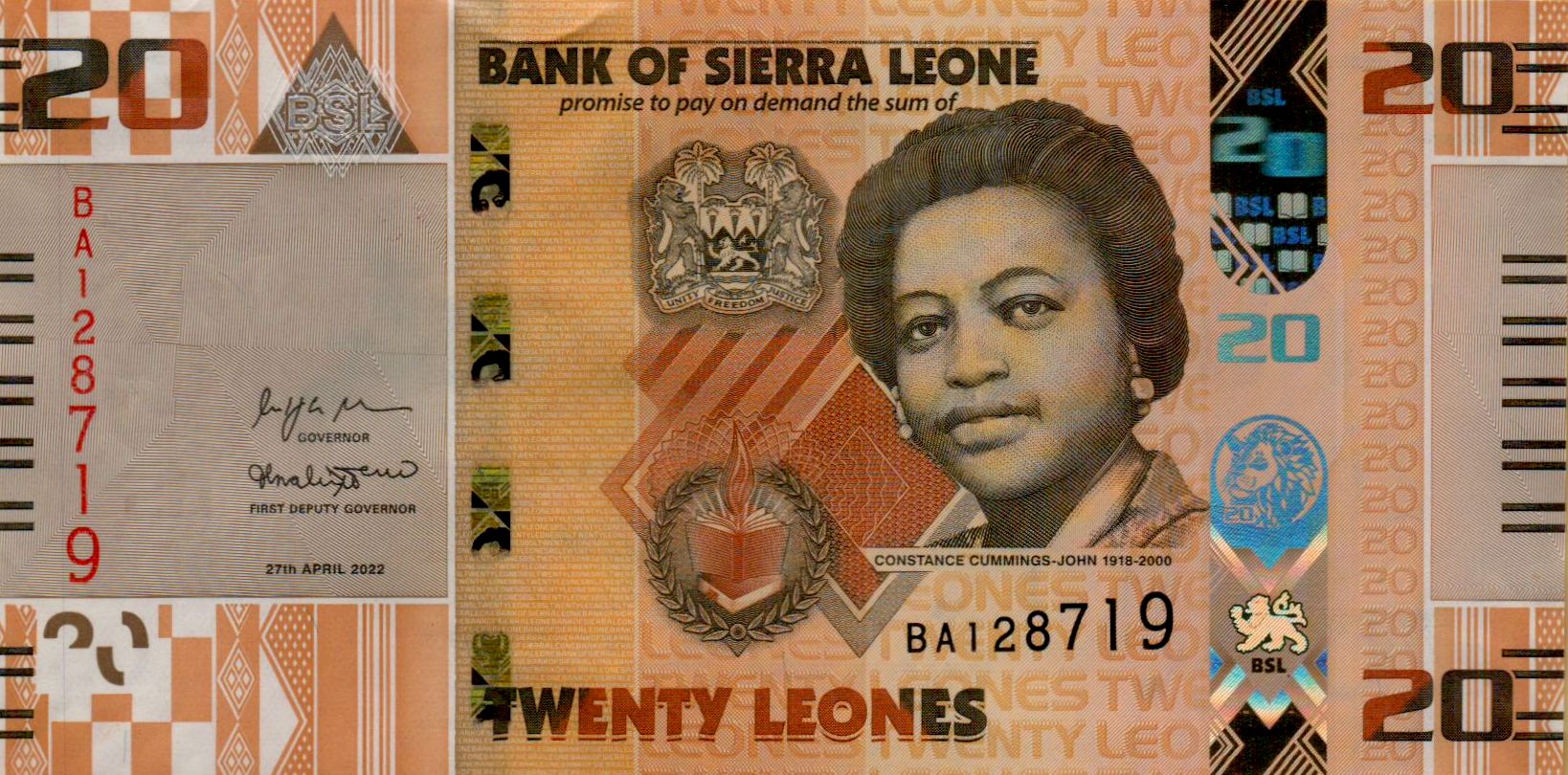 Sierra Leone 20 2022 UNC P-W38